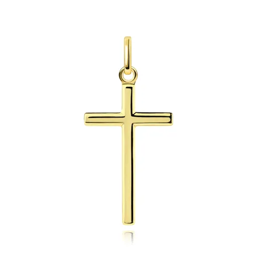 Zlatý prívesok 14K latinský kríž s lesklým povrchom