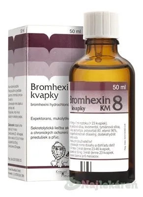 BROMHEXIN 8-KVAPKY KM na ochorenia priedušiek a pľúc 50 ml