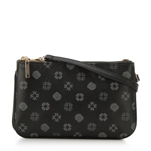 Dámska monogramová kožená mini kabelka, dvojkomorová, 34-4-001-1B