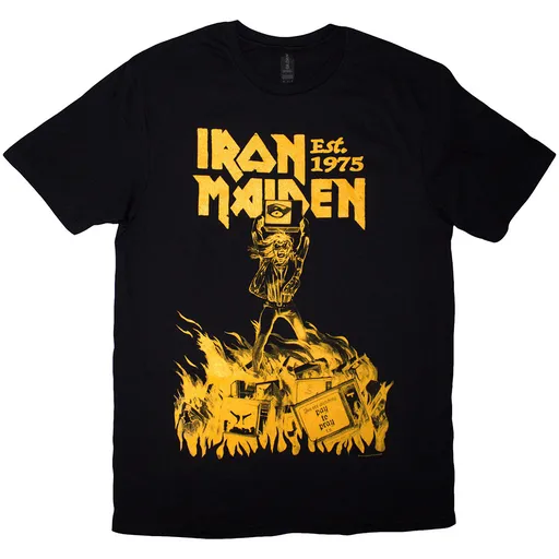 Iron Maiden tričko Est. 1975 Holy Smoke Jumbo Yellow Čierna S