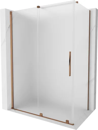 MEXEN/S - Velár sprchovací kút, posuvné dvere 140 x 85, dekor, ružové zlato 871-140-085-31-60