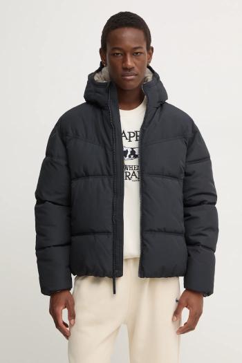Bunda Hollister Co. pánska, čierna farba, zimná, oversize, KI332-4123