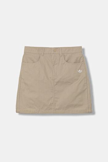 Dievčenská bavlnená sukňa adidas Originals béžová farba, mini, rovný strih, JY2747