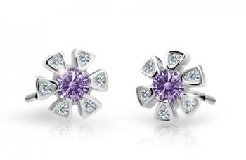 Cutie Jewellery Detské náušnice z bieleho zlata C2156-30-X-2 fialová