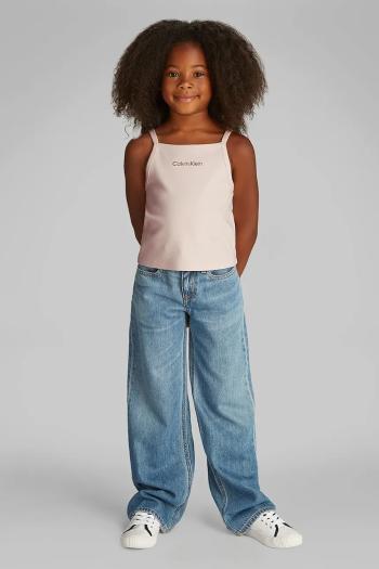 Detský bavlnený top Calvin Klein Jeans ružová farba, IG0IG02868