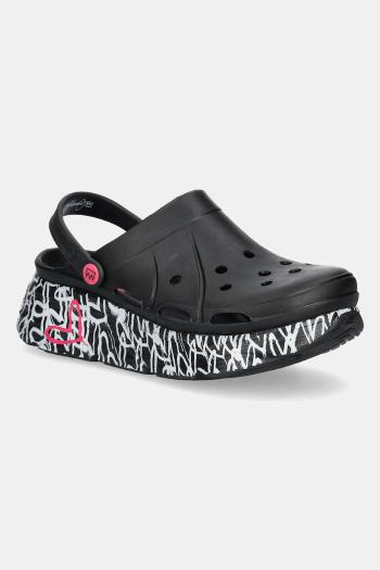 Šľapky Skechers SKECHERS X JGOLDCROWN čierna farba, na kline, 111324