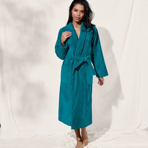 Unisex froté župan so šálovým golierom