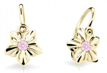 Cutie Jewellery Detské kvietkové náušnice zo žltého zlata C2238-10-X-1 ružová