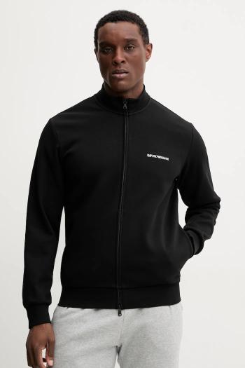 Mikina s kapucňou Emporio Armani Underwear pánska, čierna farba, jednofarebná, EM001386 AF10790
