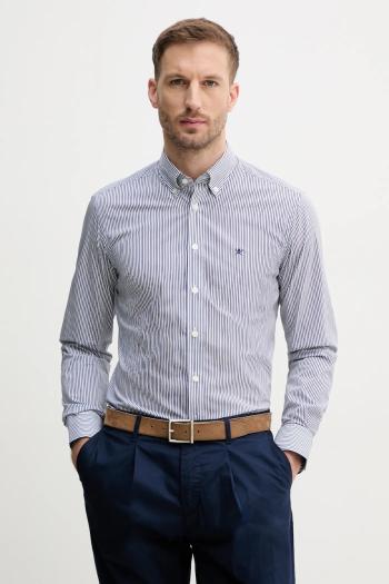 Košeľa Hackett London pánska, tmavomodrá farba, voľný strih, s klasickým golierom, HM3010261