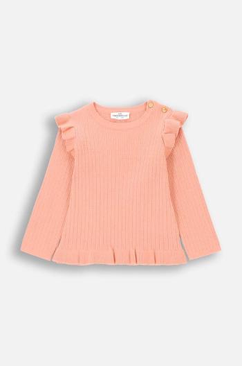 Sveter pre bábätká Coccodrillo oranžová farba, tenký, PASTELOVE GIRL NEWBORN