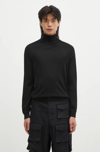 Vlnený sveter Paul Smith pánsky, čierna farba, tenký, s rolákom, M1R-565X-M02093