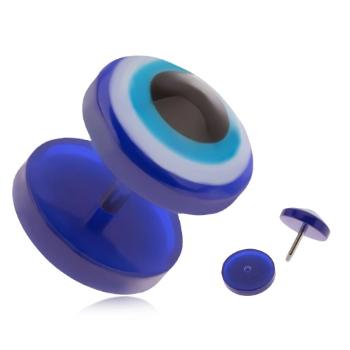 Okrúhly akrylový fake plug do ucha, modré oko