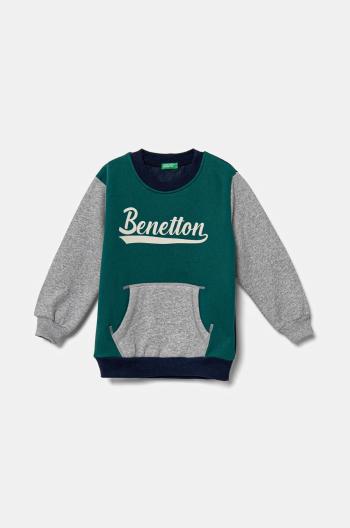 Detská mikina United Colors of Benetton zelená farba, s potlačou, 3EB5G10G0