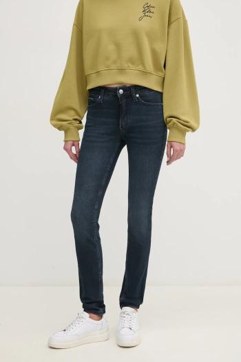 Rifle Calvin Klein Jeans dámske, tmavomodrá farba, J20J224490