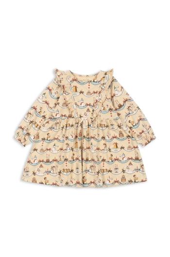 Konges Sløjd gyerek ruha BASIC FRILL DRESS GOTS bézs, mini, harang alakú, KS101889