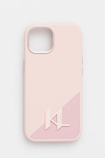 Puzdro na mobil Karl Lagerfeld iPhone 15 ružová farba, KLHMP15SSCMKMPCP