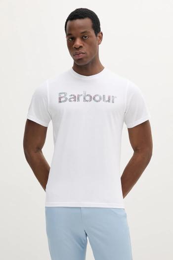 Bavlnené tričko Barbour Devon Graphic T-Shirt pánske, biela farba, s potlačou, MTS1391