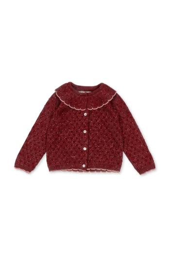 Detský sveter Konges Sløjd HOLIDAY KNIT CARDIGAN červená farba, tenký, KS101994