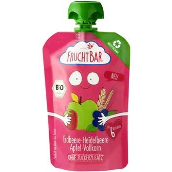 FruchtBar BIO 100 % recyklovateľná ovocná kapsička s jablkom, jahodou, čučoriedkami a špajdľou 100 g (4260133235182)
