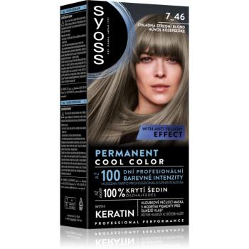 Syoss Permanent Cool Color permanentná farba na vlasy odtieň 7_46 Chladná střední blond 1 ks