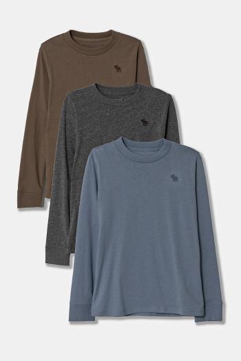 Detské tričko s dlhým rukávom Abercrombie & Fitch 3-pak viac farieb, jednofarebné, KI224-3109