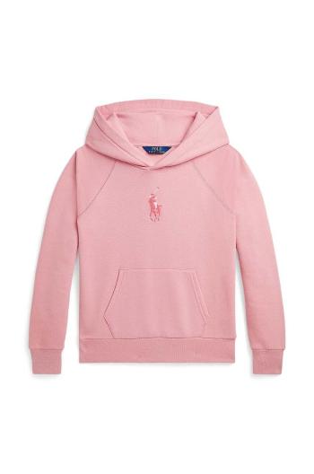Detská mikina Polo Ralph Lauren ružová farba, s kapucňou, s nášivkou, 313941120001
