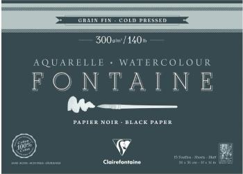 Clairefontaine Fontaine Black Cold-Pressed Glued Pad On 4 Sides Skicár 26 x 36 cm 300 g