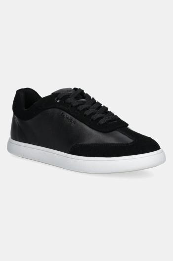 Kožené tenisky Calvin Klein CUPSOLE LACE UP - LTH SUE MIX čierna farba, HW0HW02435