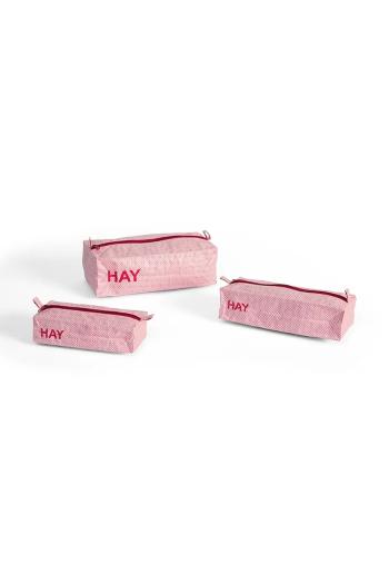 Sada organizérov HAY Candy Mono Wash Bag 3-pak ružová farba
