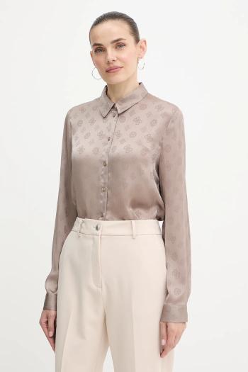 Košeľa Guess MARTHE béžová farba, regular, s klasickým golierom, W5YH1A WHCR2