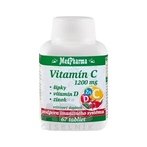 MedPharma Vitamín C 1200 mg - šípky, vit. D, zinok 67tbl