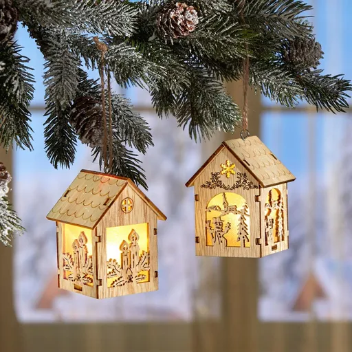 LED Závěsná dekorace Domeček se svíčkou