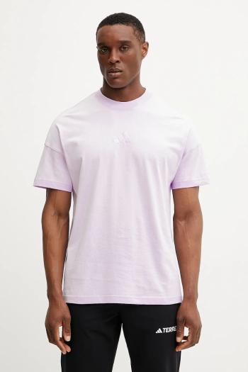 Bavlnené tričko adidas ALL SZN pánske, fialová farba, s nášivkou, JI6400
