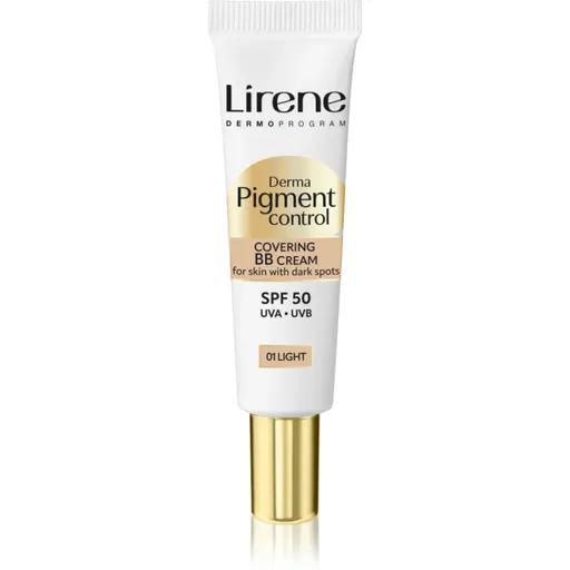 Lirene Derma Pigment Control Covering BB Cream SPF 50 rozjasňujúci BB krém proti pigmentovým škvrnám odtieň 01 Light 30 ml