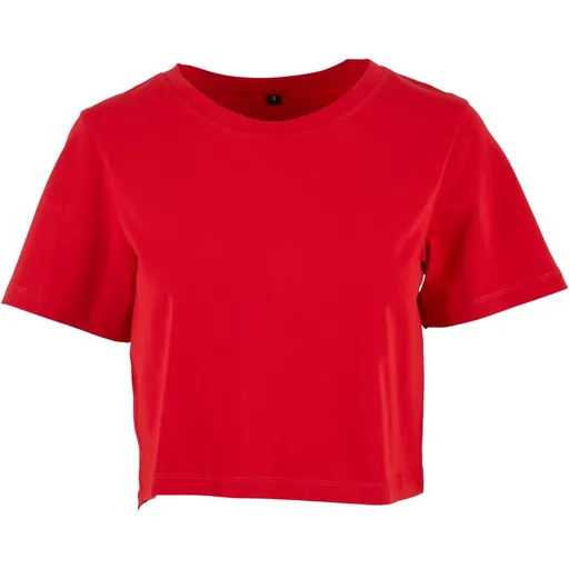 Build Your Brand Dámske crop top tričko s krátkym rukávom - Červená | M