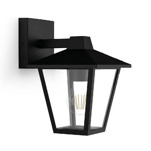 Philips Kinno vonkajšie nástenné svietidlo so svietením dole čierna, E27, max. 1x25 W