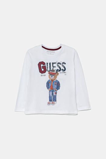 Detská bavlnená košeľa s dlhým rukávom Guess biela farba, vzorovaná, N5YI23 K8HM4