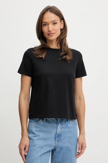 Bavlnené tričko Calvin Klein dámske, čierna farba, LV044C905G