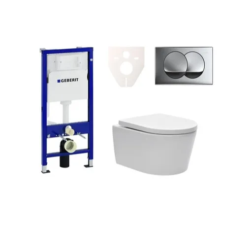 Cenovo zvýhodnený závesný WC set Geberit do ľahkých stien / predstenová montáž + WC SAT Brevis SIKOGES6W71