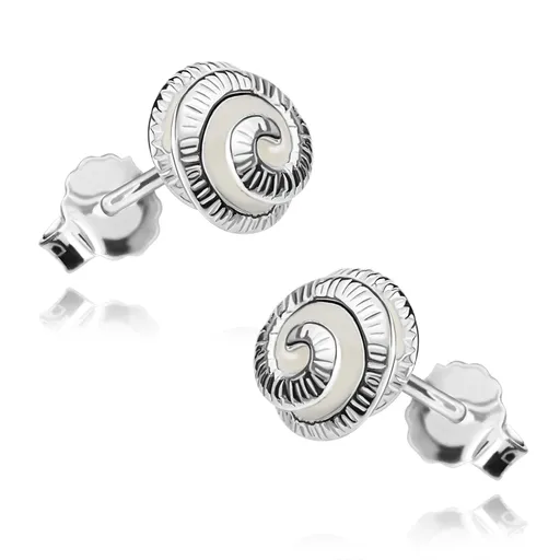 Náušnice zo striebra 925 - motív ulity s vrúbkami, puzetky