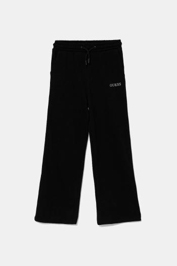Detské bavlnené tepláky Guess čierna farba, jednofarebné, J5YQ14 KA6R4