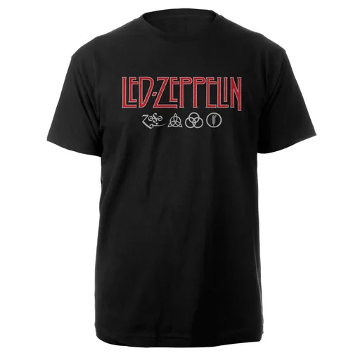 Led Zeppelin tričko Logo & Symbols Čierna S