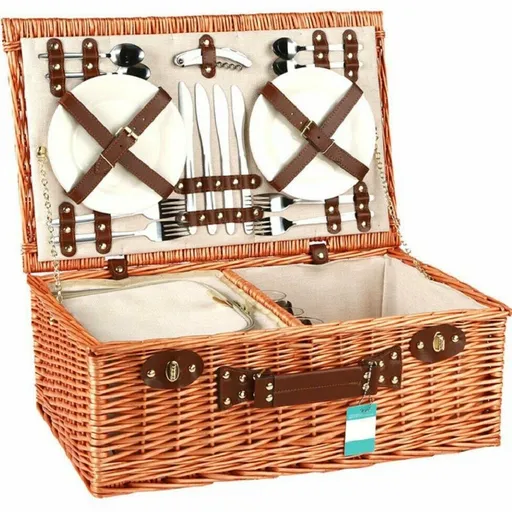 Piknikový kôš pre 4 osoby hnedá, 54 x 34 x 20 cm