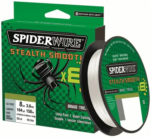 Spiderwire splietaná šnúra stealth smooth 8 priehľadná 150 m - 0,15 mm 16,5 kg