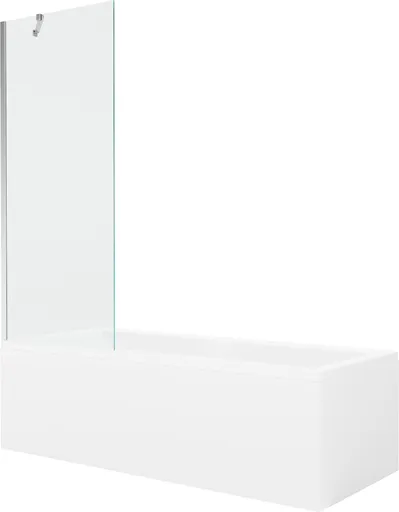 MEXEN/S - Cubik obdĺžniková vaňa 170 x 70 cm s panelom + vaňová zástena 70, transparent, chróm 550317070X9507000001