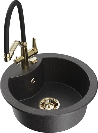 MEXEN/S MEXEN/S - Diego granitový drez 1-miska vrátane batérie Duo, čierna kropenatá 6512-76-671701-57-G