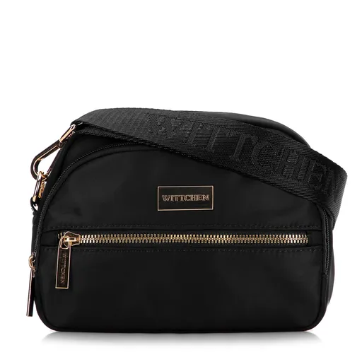 Damska torebka dwukomorowa z nylonu czarna 29-4P-203-10