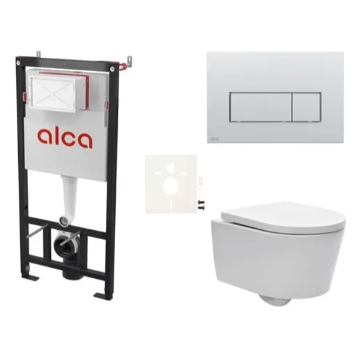 Cenovo zvýhodnený závesný WC set Alca do ľahkých stien / predstenová montáž + WC SAT Brevis SIKOASW9