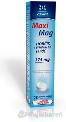 Zdrovit Maximag horčík 375 mg + B6 šumivé tabliety 20 tabliet